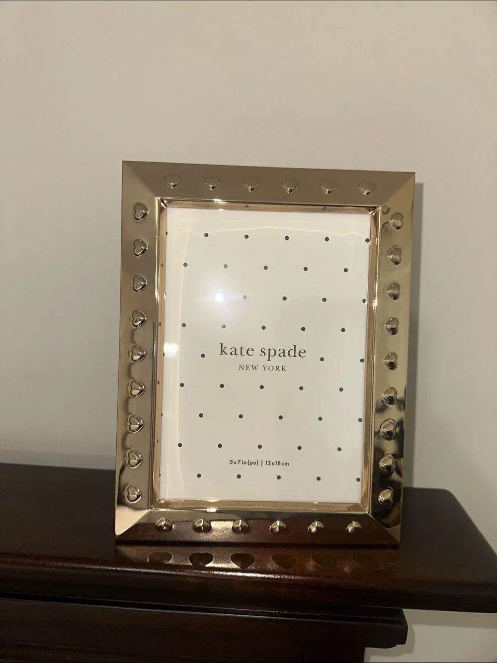 Kate Spade x Lenox Gold Tone Plush Back Rectangular Heart Accent Picture Frame